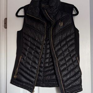 Michael Kors Women's Black Quilted Vest with Gold Accents